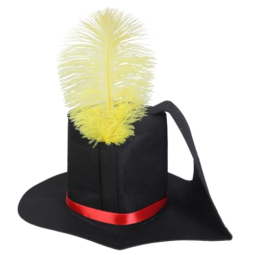 LLINthy Schwarzer festlicher Hut für Weihnachtsfeier, Filz mit elegantem, gelbem Feder-Schneemann-Hut, Caroler-Kostüm LLINthy Schwarzer festlicher Hut für Weihnachtsfeier, Filz mit elegantem, gelbem Feder-Schneemann-Hut, Caroler-Kostüm von LLINthy