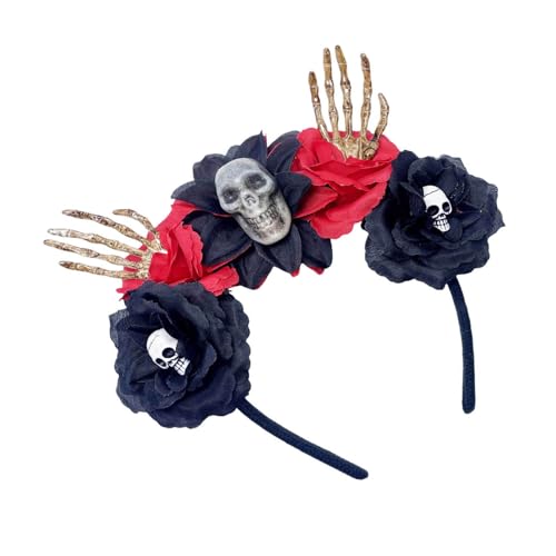 LLINthy Skeleton Blumenhaarband Für Frauen Cosplay Party Kostüm Des Todes Stirnband Halloween Haarzubehör von LLINthy