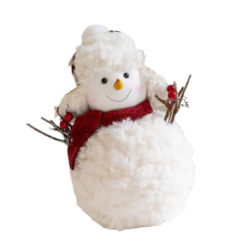 LLINthy Weich Gefüllte Spielzeug Schneemann Plüschpuppen Mit Schal Und Plüschhut Figur Ornament Für Festival Weihnachtsdesktop Dekoration von LLINthy