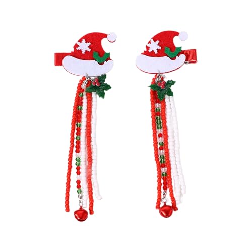 LLINthy Weihnachtsmotivhaarclip Quasten Perlen Weihnachtsbaum/Weihnachtsmütze Haare Barrettes Entenbill Clip Haarformwerkzeug Party Requisiten von LLINthy