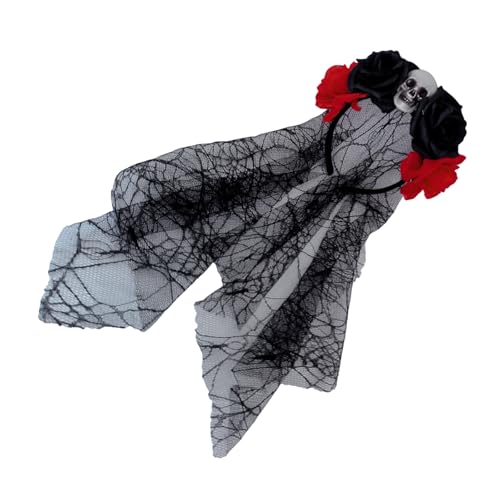 Witch Skull Dark Flower Headwear Party Halloween Braut Devil Skull Animation Hair Hoop Für Live Show Rollenspiele von LLINthy