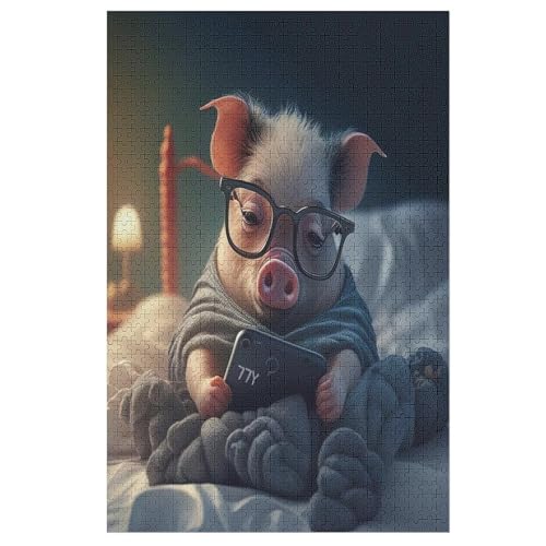 1000-teiliges Puzzle Für Erwachsene, Süßes Schwein -Puzzles, Dekompressionsspiel, Spielzeugpuzzles, Geburtstagsgeschenke 78×53cm von LLLBBB