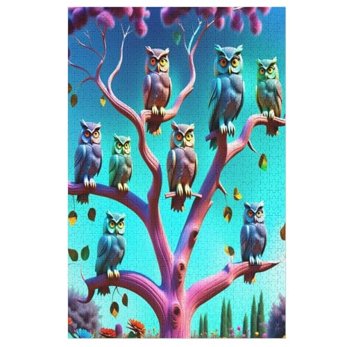 1000-teiliges Puzzles, Eule -Puzzle Für Erwachsene Kinder,Holzbrettpuzzle,Erwachsenenpuzzles,Geschenke 78×53cm von LLLBBB
