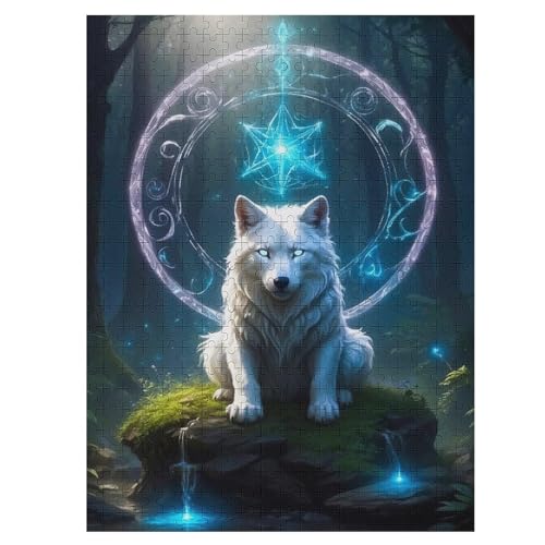 500-teiliges Puzzles, Wolf -Puzzle Für Erwachsene Kinder,Holzbrettpuzzle,Erwachsenenpuzzles,Geschenke 55×41cm von LLLBBB