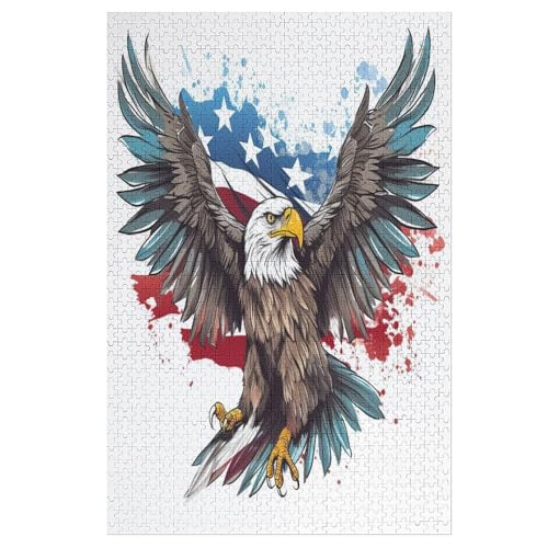 Adler Holzpuzzle 1000 Teile Klassische Puzzles Erwachsene Kinder Puzzle DIY Kit Holzspielzeug Einzigartiges Geschenk 78×53cm von LLLBBB