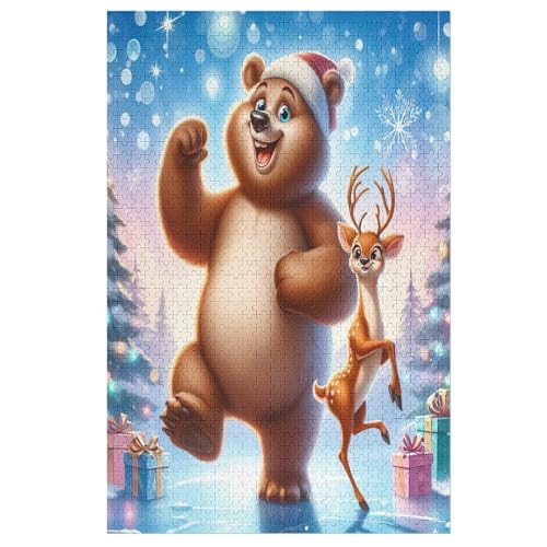 Animal Bär 1000 Teile Premium-Puzzles Für Erwachsene Kinder- Holzpuzzles Spaß Und Lernspiele - Perfekte Puzzle-Geschenke 78×53cm von LLLBBB