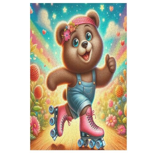 Animal Bär Holzpuzzle 1000 Teile, Knobelspiele Für Erwachsene, Teenager, Puzzles Unmögliche - Kinder Puzzle Zimmer Deko 78×53cm von LLLBBB