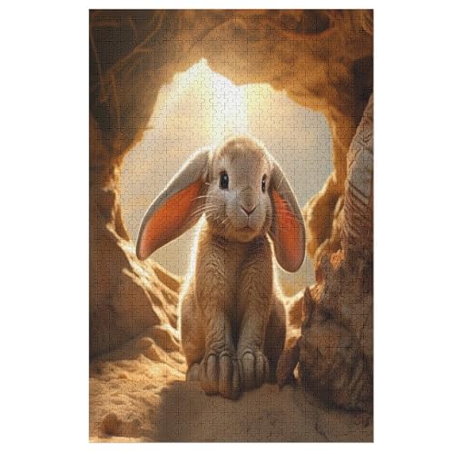 Animal Kaninchen 1000 Teile Puzzles Für Erwachsene, Impossible Puzzle, Geschicklichkeitsspiel Für Die Ganze Familie, Kinder Holzpuzzle 78×53cm von LLLBBB