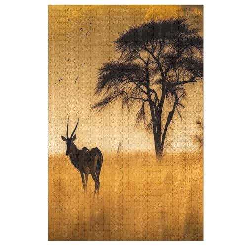 Antelope -Puzzle, 1000 Teile,Holzpuzzle Für Erwachsene Kinder, Lustiges Spielzeug, Denkspiel, Bildungsspiel, 78×53cm von LLLBBB