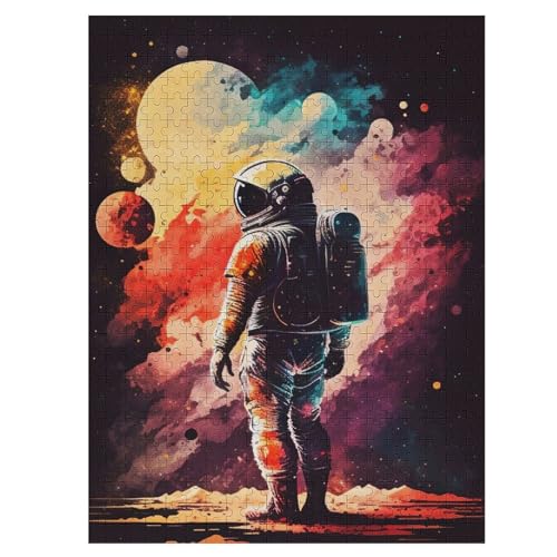 Astronaut Holzpuzzle 500 Teile Klassische Puzzles Erwachsene Kinder Puzzle DIY Kit Holzspielzeug Einzigartiges Geschenk 55×41cm von LLLBBB