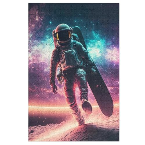 Astronaut Holzpuzzle 1000 Teile Klassische Puzzles Erwachsene Kinder Puzzle DIY Kit Holzspielzeug Einzigartiges Geschenk 78×53cm von LLLBBB