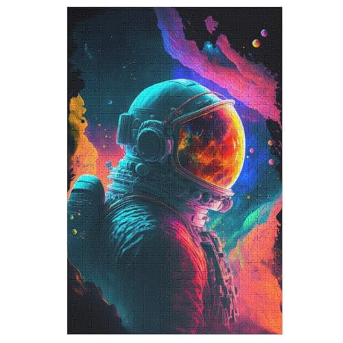 Astronaut Puzzles 1000 Teile Erwachsener Kniffel Spaß Für Die Ganze Familie, Holzpuzzle Kinder Erwachsene, Impossible Puzzle Schwer 78×53cm von LLLBBB
