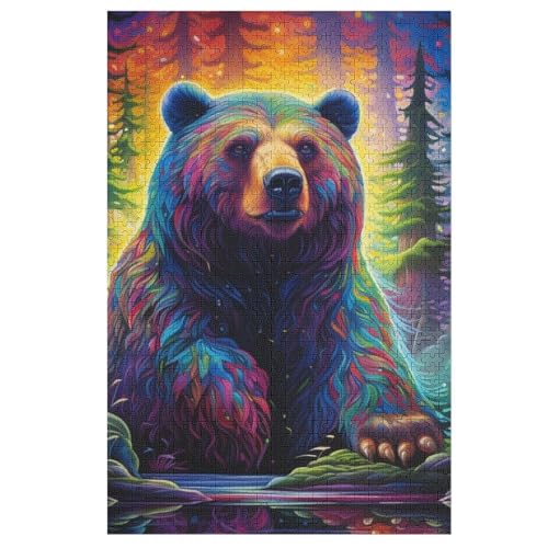 Bär Holzpuzzle 1000 Teile Klassische Puzzles Erwachsene Kinder Puzzle DIY Kit Holzspielzeug Einzigartiges Geschenk 78×53cm von LLLBBB