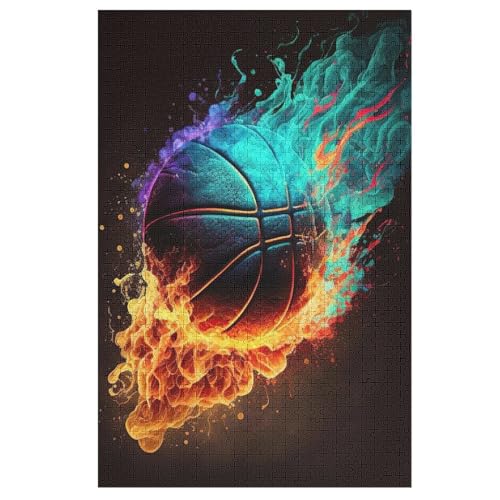 Basketball Holzpuzzle Für Erwachsene Teenager Stress Abbauen Familien-Puzzlespiel Poster 1000-teiliges Puzzle Kinder Lernspiel 78×53cm von LLLBBB