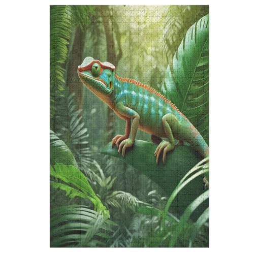 Chamäleon Holzpuzzle 1000 Teile Klassische Puzzles Erwachsene Kinder Puzzle DIY Kit Holzspielzeug Einzigartiges Geschenk 78×53cm von LLLBBB