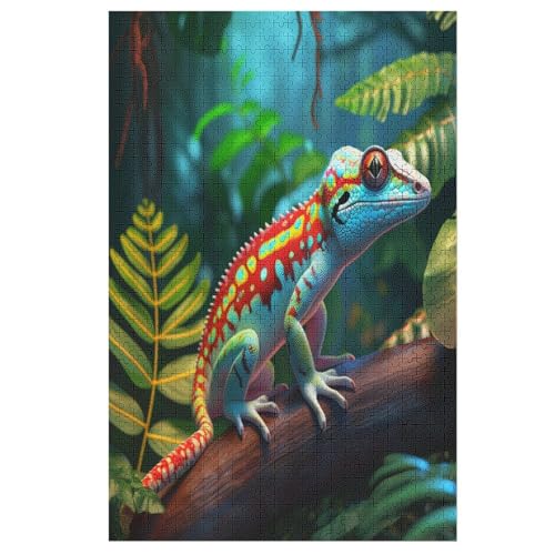 Chamäleon Holzpuzzle - Puzzle Für Erwachsene, 1000-teilige Puzzles Für Teenager Und Kinder, Herausfordernde Spiele 78×53cm von LLLBBB