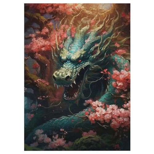 Cherry Japanese Drache 1000 Teile Premium-Puzzles Für Erwachsene Kinder- Holzpuzzles Spaß Und Lernspiele - Perfekte Puzzle-Geschenke 42×30cm von LLLBBB