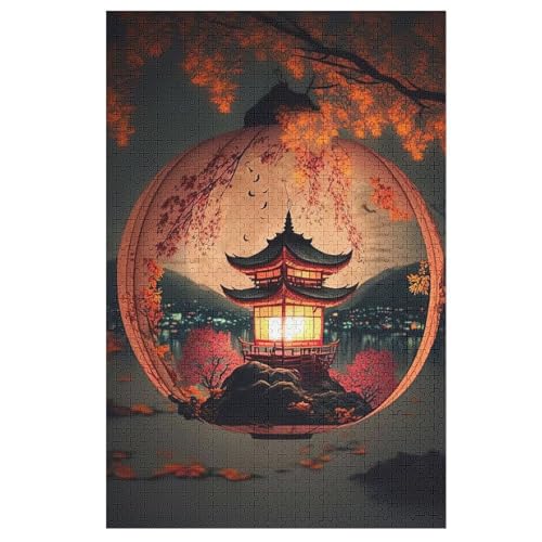 Chinesische Laterne 1000 Teile Premium-Puzzles Für Erwachsene Kinder- Holzpuzzles Spaß Und Lernspiele - Perfekte Puzzle-Geschenke 78×53cm von LLLBBB
