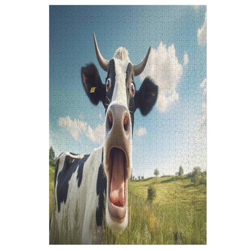 Cow Holzpuzzle 1000 Teile Klassische Puzzles Erwachsene Kinder Puzzle DIY Kit Holzspielzeug Einzigartiges Geschenk 78×53cm von LLLBBB