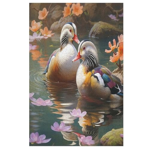 Cute Ente Puzzle 1000 Teile, Holzpuzzle Für Erwachsene Kinder, Impossible Puzzles, Geschicklichkeitsspiel Für Die Ganze Familie 78×53cm von LLLBBB