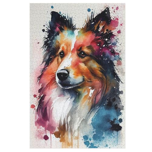Cute Hund 1000 Teile Premium-Puzzles Für Erwachsene Kinder- Holzpuzzles Spaß Und Lernspiele - Perfekte Puzzle-Geschenke 78×53cm von LLLBBB