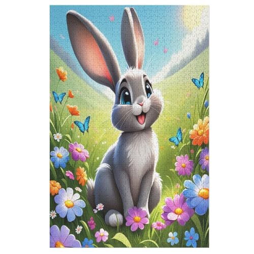 Cute Kaninchen Puzzle 1000 Teile, Holzpuzzle Für Erwachsene Kinder, Impossible Puzzles, Geschicklichkeitsspiel Für Die Ganze Familie 78×53cm von LLLBBB