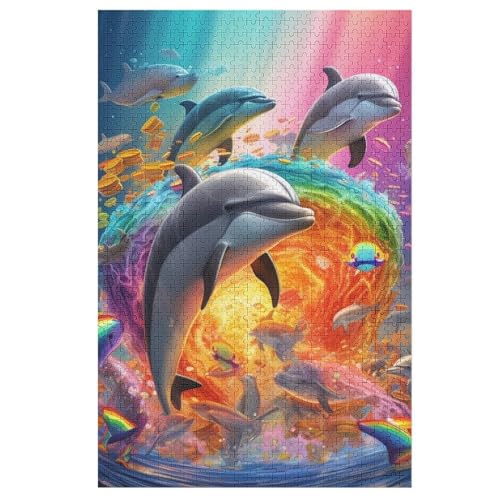 Delphin -Puzzle, 1000 Teile,Holzpuzzle Für Erwachsene Kinder, Lustiges Spielzeug, Denkspiel, Bildungsspiel, 78×53cm von LLLBBB