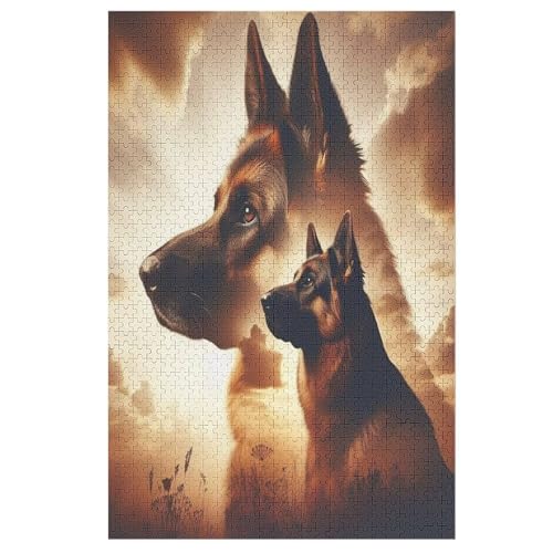 Deutscher Schäferhund Puzzles 1000 Teile Erwachsener Kniffel Spaß Für Die Ganze Familie, Holzpuzzle Kinder Erwachsene, Impossible Puzzle Schwer 78×53cm von LLLBBB