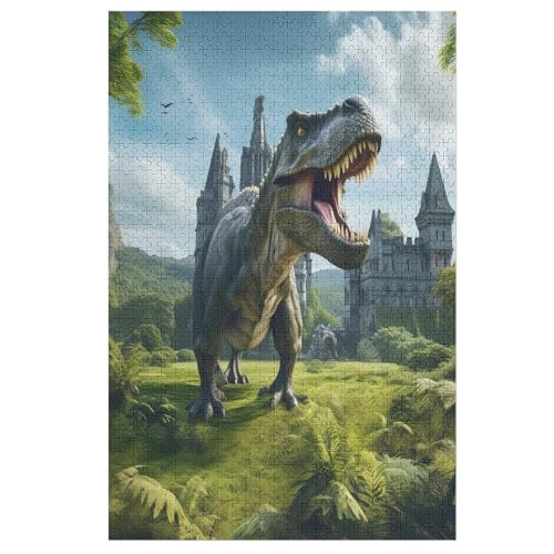 Dinosaurier Holzpuzzle 1000 Teile Klassische Puzzles Erwachsene Kinder Puzzle DIY Kit Holzspielzeug Einzigartiges Geschenk 78×53cm von LLLBBB