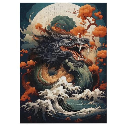 Drache Holzpuzzle 1000 Teile Klassische Puzzles Erwachsene Kinder Puzzle DIY Kit Holzspielzeug Einzigartiges Geschenk 42×30cm von LLLBBB