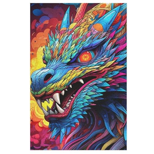 Drache Puzzle 1000 Teile, Holzpuzzle Herausforderndes Geschicklichkeitsspiel Für Die Ganze Familie, Kinder Erwachsenenpuzzle Ab 12 Jahren 78×53cm von LLLBBB