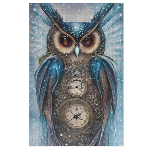 Eule 1000 Teile Holzpuzzle,einzigartiges Puzzle, Geschenk Für Erwachsene,Familienspiel,Herausforderungsaktivität,78×53cm von LLLBBB