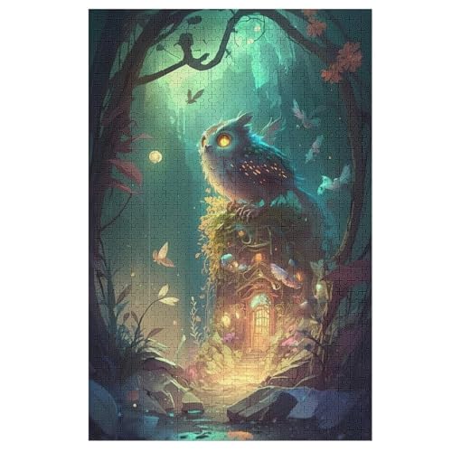Eule Holzpuzzle 1000 Teile, Knobelspiele Für Erwachsene, Teenager, Puzzles Unmögliche - Kinder Puzzle Zimmer Deko 78×53cm von LLLBBB