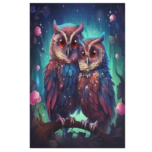 Eule Holzpuzzle - 1000 Teiliges Jigsaw Knobelspiel - Puzzle Für Erwachsene & Kinder - Outdoor & Reisespielzeug 78×53cm von LLLBBB
