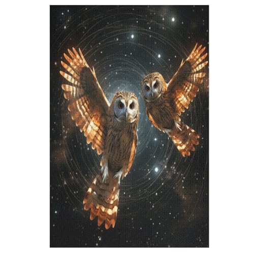 Eule Puzzles 1000 Teile Erwachsener Kniffel Spaß Für Die Ganze Familie, Holzpuzzle Kinder Erwachsene, Impossible Puzzle Schwer 78×53cm von LLLBBB