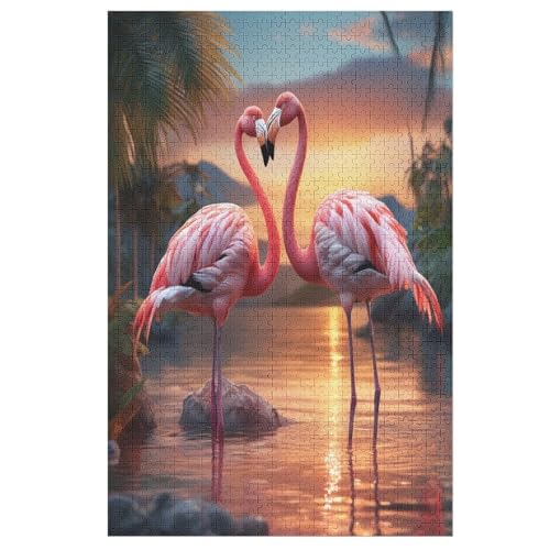 Flamingo Holzpuzzle 1000 Teile Klassische Puzzles Erwachsene Kinder Puzzle DIY Kit Holzspielzeug Einzigartiges Geschenk 78×53cm von LLLBBB