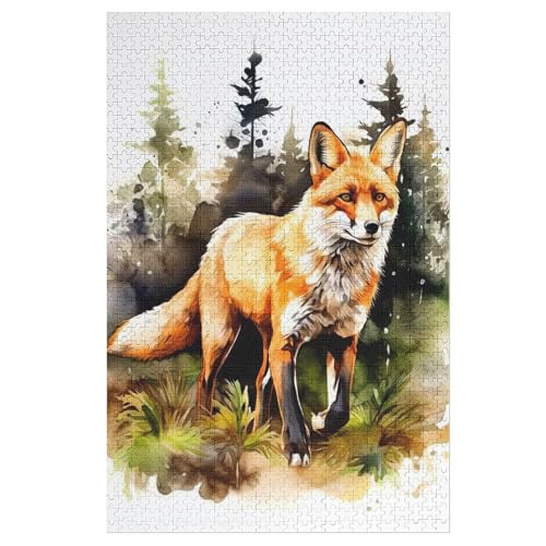Fuchs Holzpuzzle 1000 Teile Klassische Puzzles Erwachsene Kinder Puzzle DIY Kit Holzspielzeug Einzigartiges Geschenk 78×53cm von LLLBBB