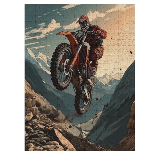 Für Erwachsene 500-Teiliges Motocross -Puzzles, Holzbrett-Puzzle, Für Kinder, Geschenke, 55×41cm von LLLBBB