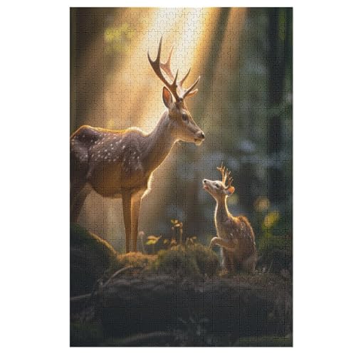 Hirsch Puzzles 1000 Teile Erwachsener Kniffel Spaß Für Die Ganze Familie, Holzpuzzle Kinder Erwachsene, Impossible Puzzle Schwer 78×53cm von LLLBBB