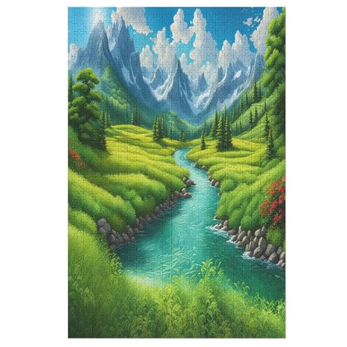 Holzpuzzle Berglandschaft Puzzle 1000 Teile Erwachsene Klassische Pädagogisches Spielzeug Kinder Lernspiel Herausforderndes Puzzles 78×53cm von LLLBBB