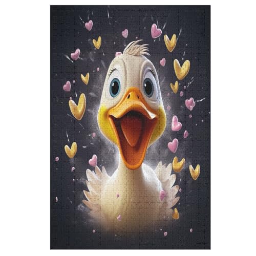 Holzpuzzle Cute Ente Puzzle 1000 Teile Erwachsene Klassische Pädagogisches Spielzeug Kinder Lernspiel Herausforderndes Puzzles 78×53cm von LLLBBB