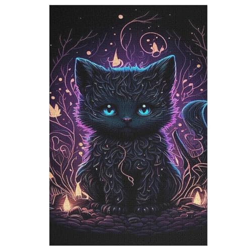Holzpuzzle Katze Puzzle 1000 Teile Erwachsene Klassische Pädagogisches Spielzeug Kinder Lernspiel Herausforderndes Puzzles 78×53cm von LLLBBB