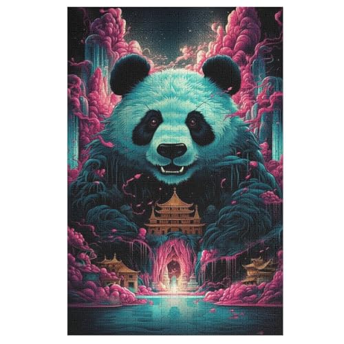 Holzpuzzle Panda Puzzle 1000 Teile Erwachsene Klassische Pädagogisches Spielzeug Kinder Lernspiel Herausforderndes Puzzles 78×53cm von LLLBBB