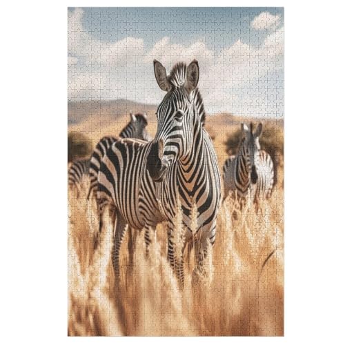 Holzpuzzle Zebra Puzzle 1000 Teile Erwachsene Klassische Pädagogisches Spielzeug Kinder Lernspiel Herausforderndes Puzzles 78×53cm von LLLBBB