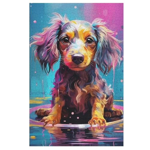 Holzpuzzles 1000 Teile Dog -Puzzle Für Jungen Und Mädchen, Schwierigkeitsgrad, Lernspiele, Familienspielzeug 78×53cm von LLLBBB