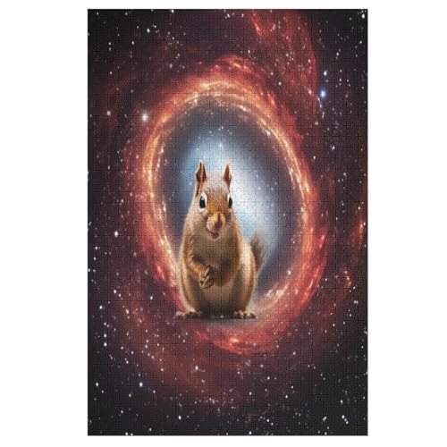 Holzpuzzles 1000 Teile Eichhörnchen -Puzzle Für Jungen Und Mädchen, Schwierigkeitsgrad, Lernspiele, Familienspielzeug 78×53cm von LLLBBB