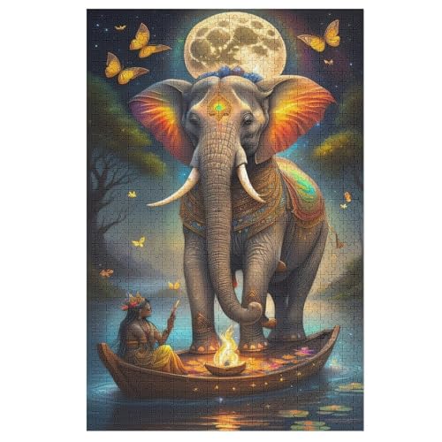Holzpuzzles 1000 Teile Elefant -Puzzle Für Jungen Und Mädchen, Schwierigkeitsgrad, Lernspiele, Familienspielzeug 78×53cm von LLLBBB