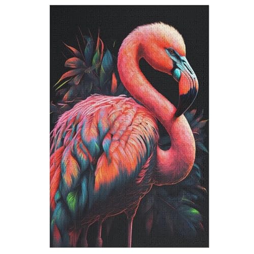 Holzpuzzles 1000 Teile Flamingo -Puzzle Für Jungen Und Mädchen, Schwierigkeitsgrad, Lernspiele, Familienspielzeug 78×53cm von LLLBBB