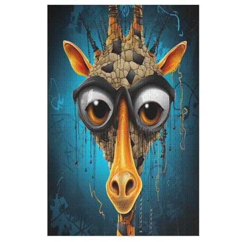 Holzpuzzles 1000 Teile Giraffe -Puzzle Für Jungen Und Mädchen, Schwierigkeitsgrad, Lernspiele, Familienspielzeug 78×53cm von LLLBBB