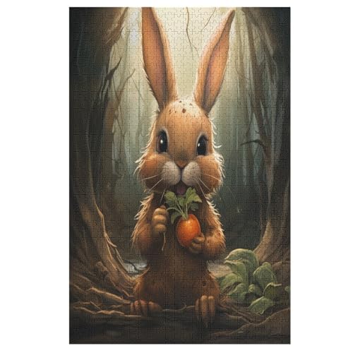 Holzpuzzles 1000 Teile Kaninchen -Puzzle Für Jungen Und Mädchen, Schwierigkeitsgrad, Lernspiele, Familienspielzeug 78×53cm von LLLBBB